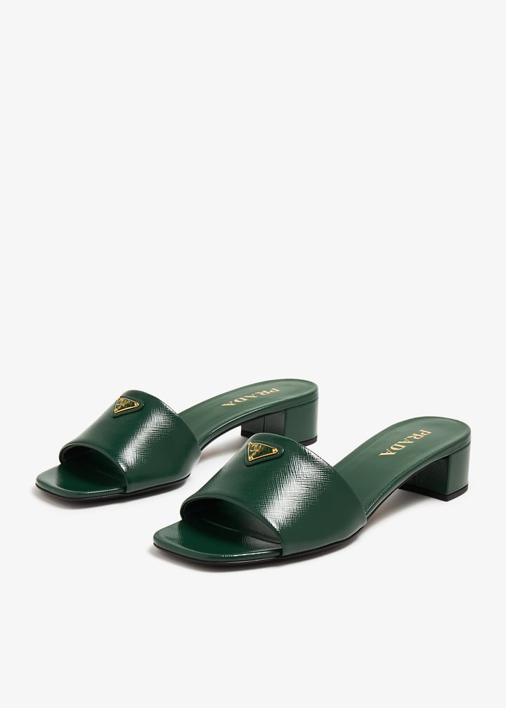 PRADA グリーン サテン ミュール　36ハーフ Prada Saffiano patent leather sandals for Women - Green in UAE