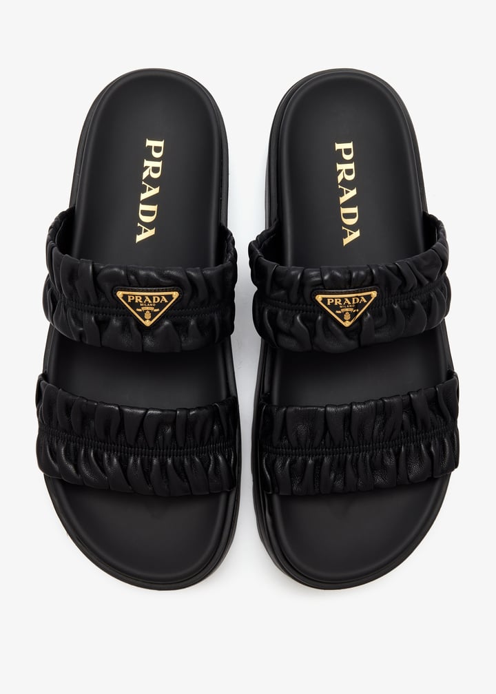 Prada Matelassé nappa leather flatform sandals for Women - Black