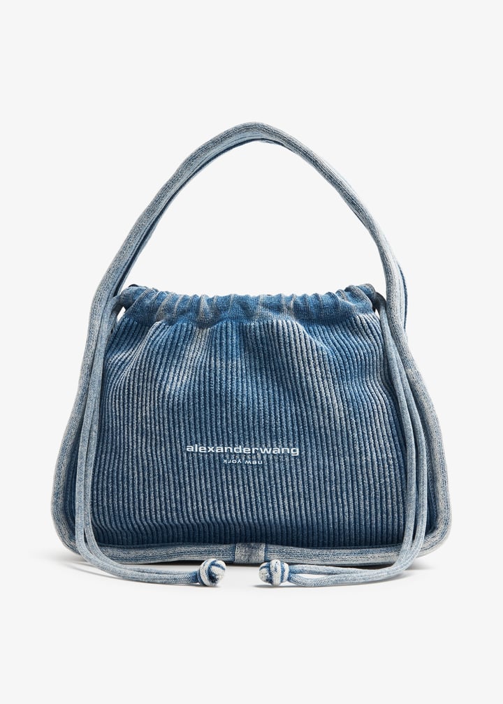 関税込 alexander wang ryan スモール ホットフィックスバッグ RYAN SMALL BAG IN RIBBED KNIT in BLACK | alexanderwang®