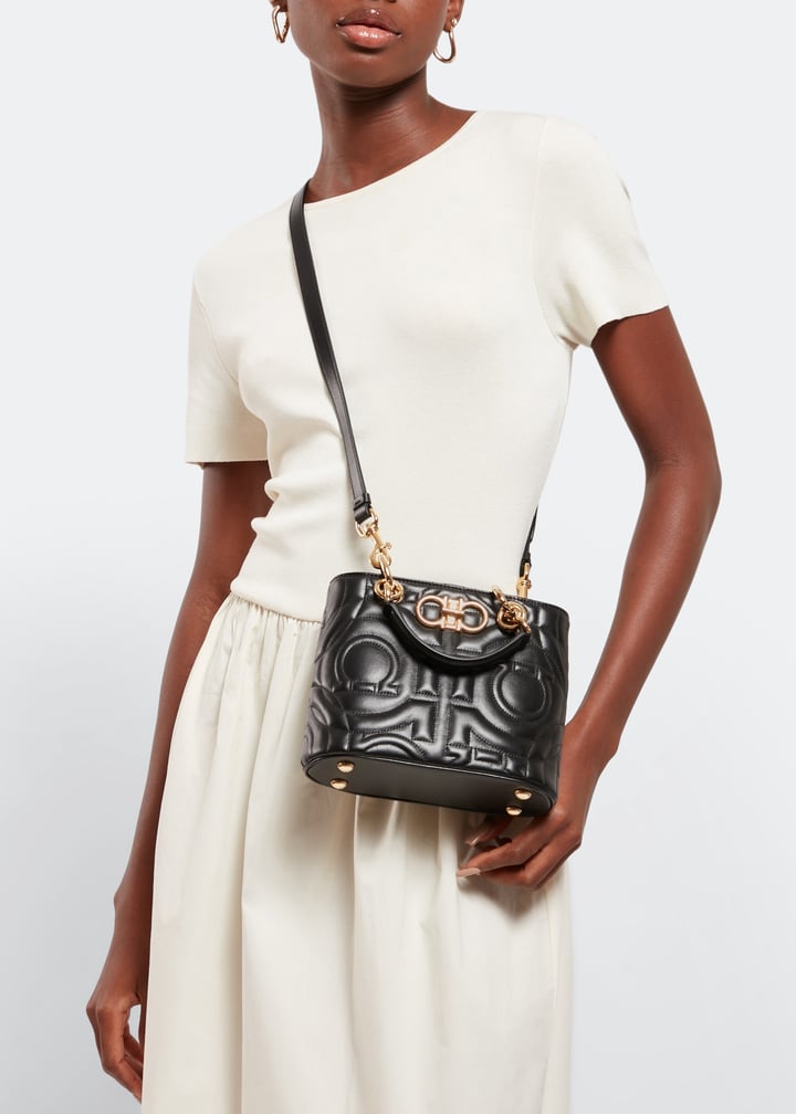 Quilted Gancini top handle bag