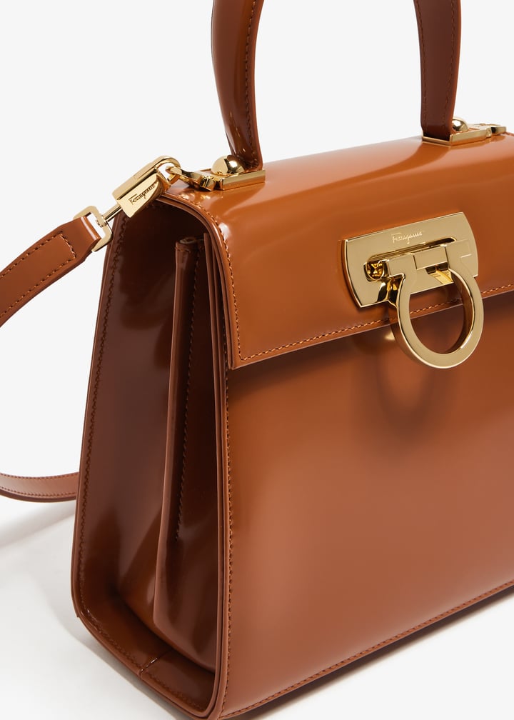 ★関税込み★ FERRAGAMO BROWN LEATHER TOP HANDLE BAG Salvatore Ferragamo: Handbag with Shoulder Strap