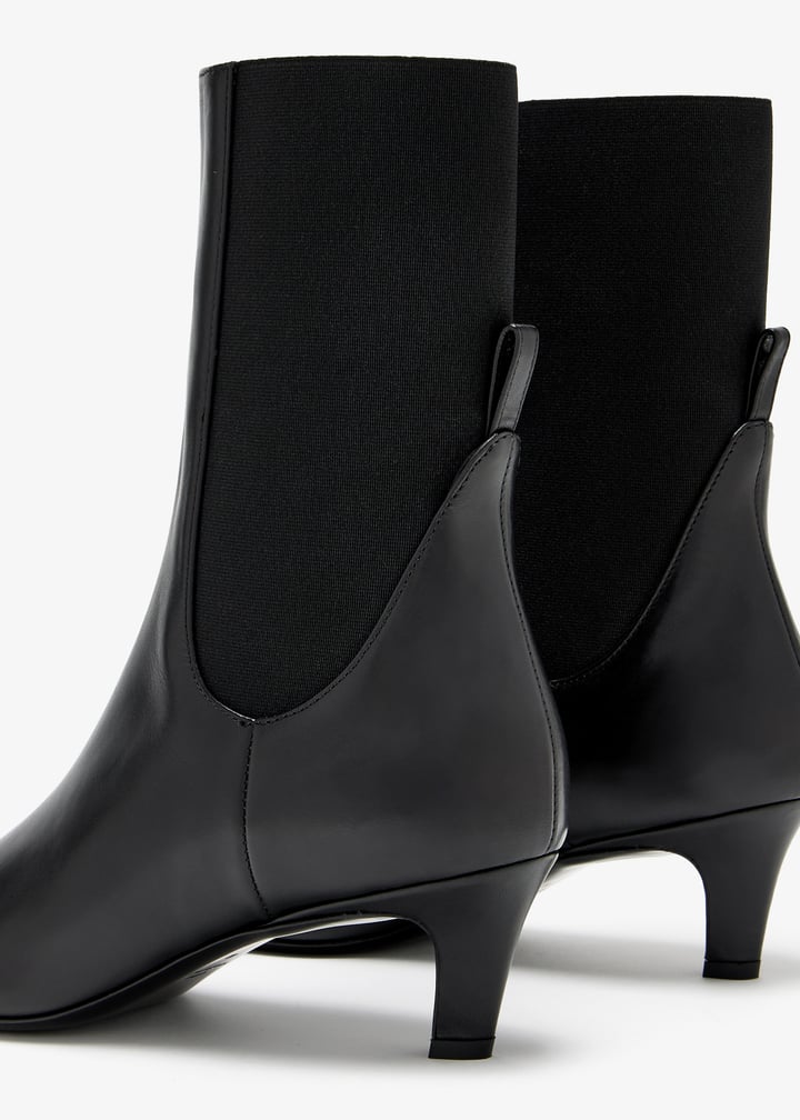 VIP【関税送料無料】希少 TOTEME LEATHER HEEL BOOTS TOTEME + NET SUSTAIN The Mid Heel croc-effect leather ankle