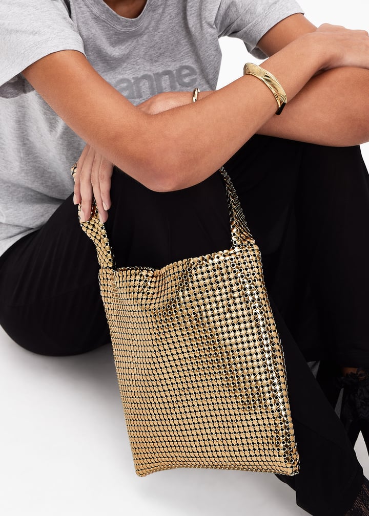 トートバッグ Rabanne Small Gold Mesh Pixel Shoulder Bag GOLD PIXEL METALLIC TOTE BAG | Rabanne