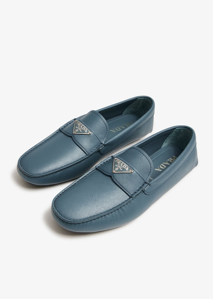 Prada Saffiano leather drivers for Men Blue in UAE Level Shoes