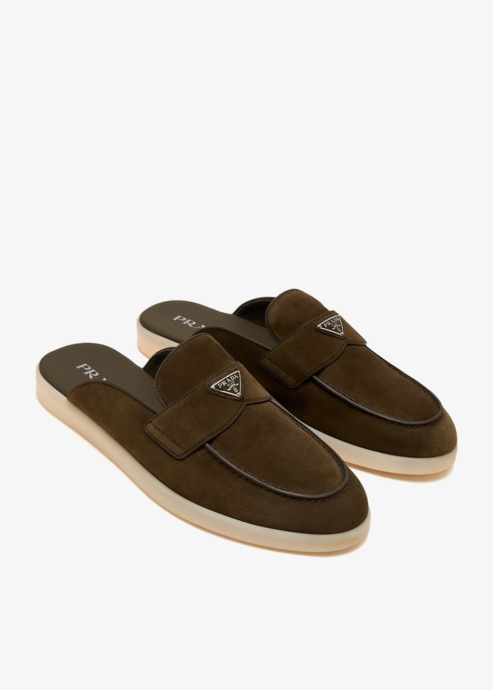 Prada Suede mules for Men - Brown in UAE | Level Shoes