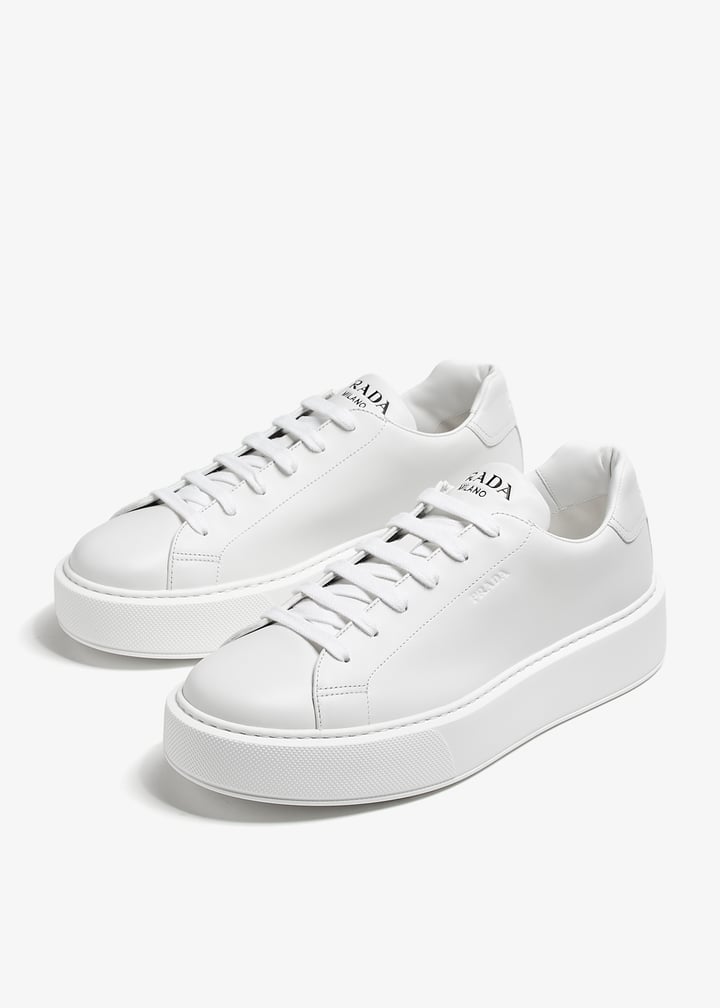 スニーカー PRADA   Sneakers Men Leather White Prada - White Patent Leather Low Top Sneaker | Mitchell Stores