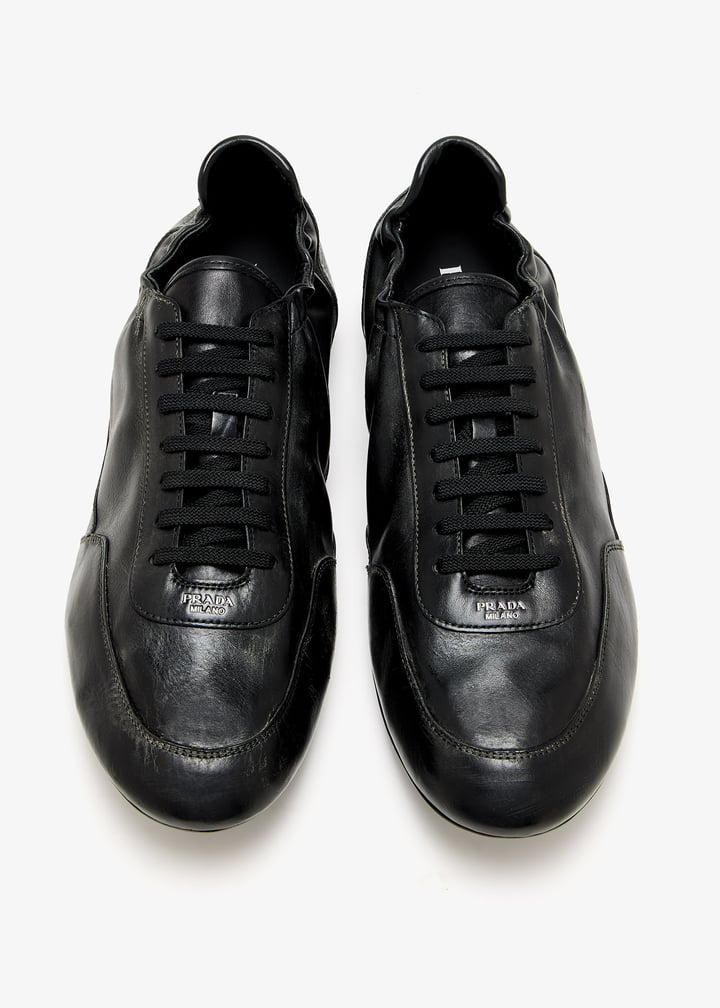 ◆PRADA 最新作◆Collapse スニーカー/Black◆ Black Collapse Leather Sneakers | PRADA