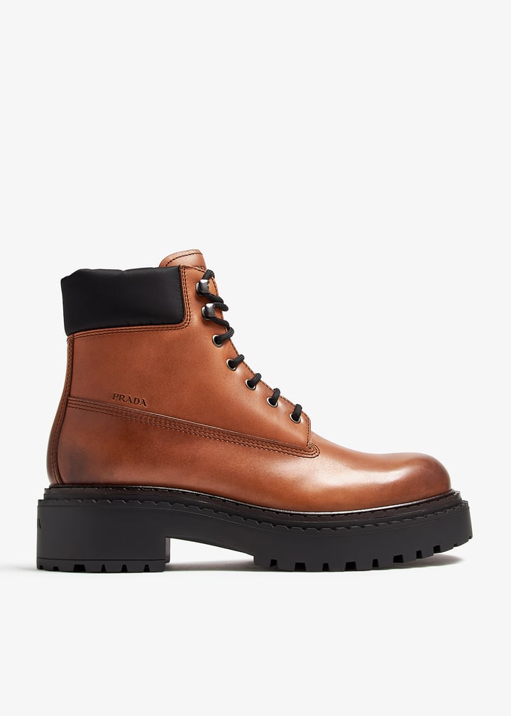 Prada Leather work boots for Men - Brown in UAE | Level Shoes