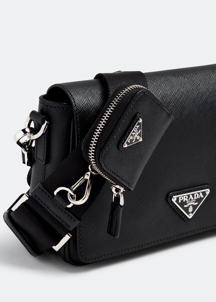 Prada Saffiano leather shoulder bag for Men Black in UAE Level