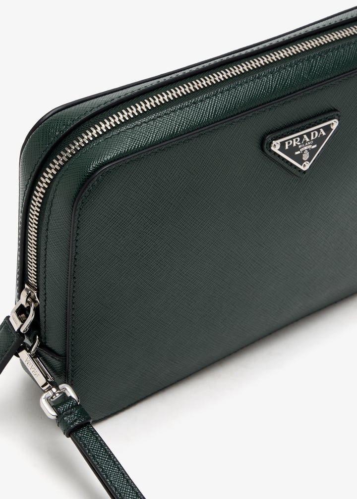 Prada Saffiano leather clutch for Men - Green in UAE | Level