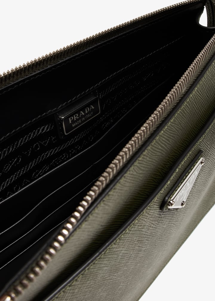 Prada saffiano 男士皮革小包- 绿色阿联酋| level shoes