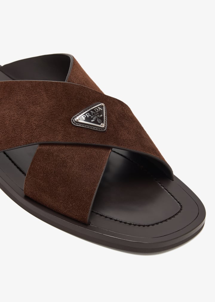 Prada Suede crisscross sandals for Men - Brown in UAE