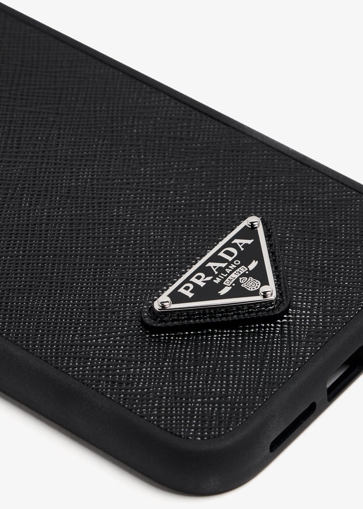 Prada iPhone 15 Pro saffiano leather cover for Men - Black