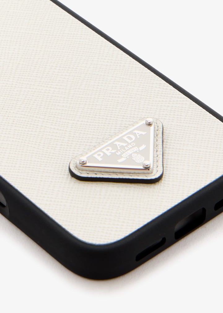 Prada iPhone 16 Pro saffiano leather case for Men - White in