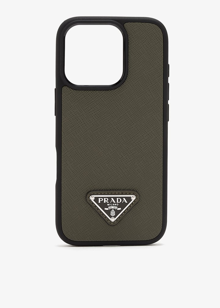 Prada iPhone 16 Pro saffiano leather cover for Men - Green