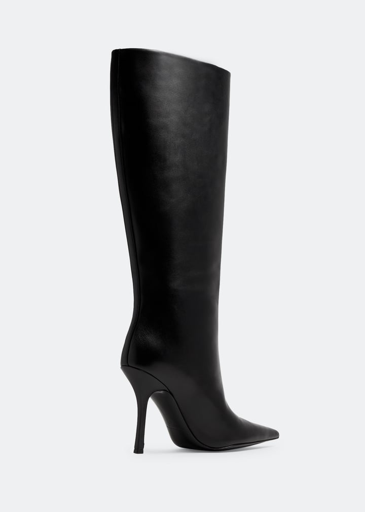 ロングブーツ ALEXANDER WANG Black Leather Kira 105 Ankle Boots Alexander Wang Black Slick Smooth Leather Ankle Boots