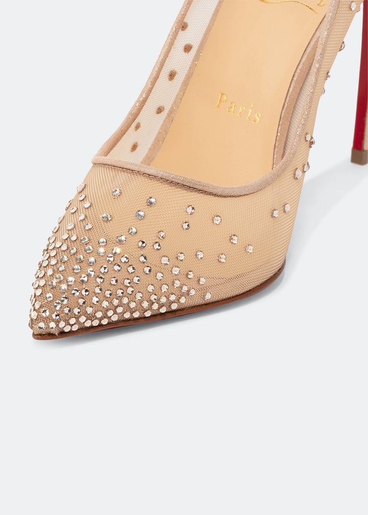 【良品】クリスチャンルブタン・FOLLIES STRASS 100・ベージュ Christian Louboutin Follies Strass 100 pumps for Women