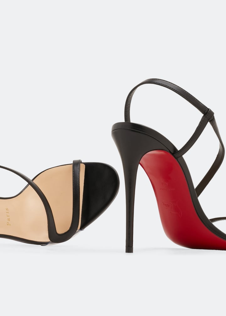 クリスチャンルブタン Rosalie 100mm ブラックレザーサンダル Rosalie - 100 mm Sandals - Kid leather and PVC - Black