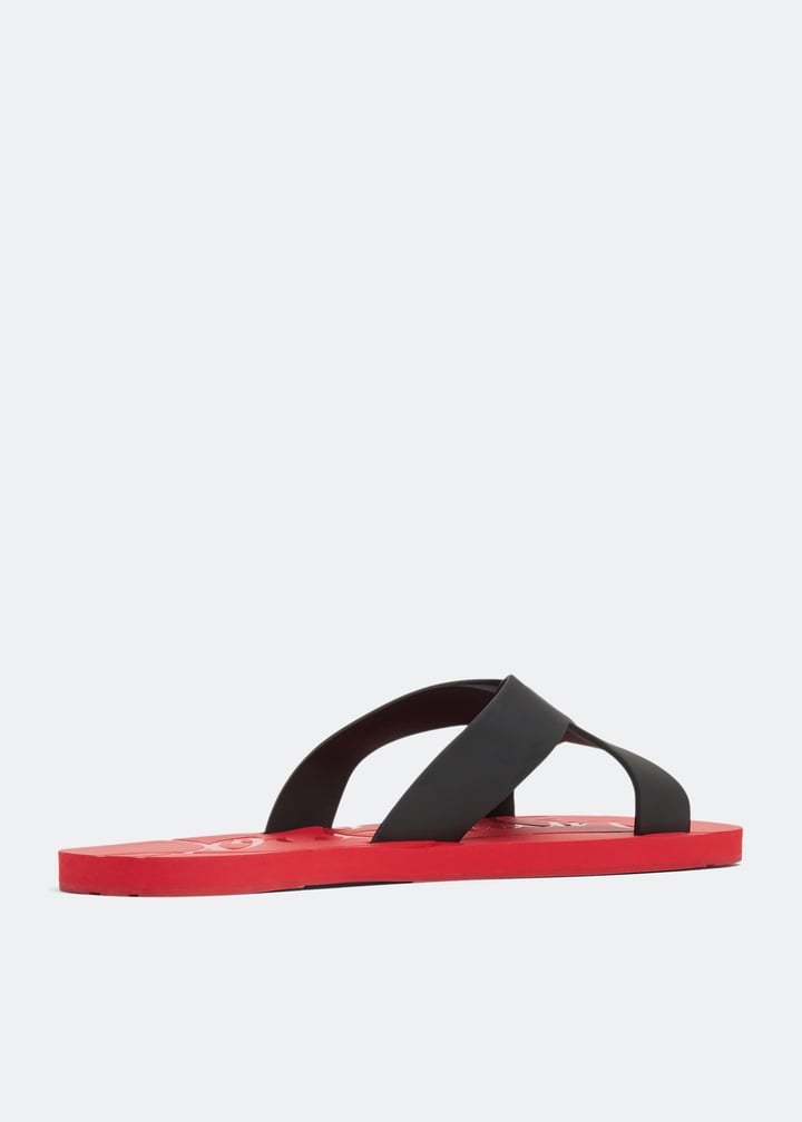 即対応【Christian Louboutin】Loubi Cross ミュール - ラバー Loubi Cross - Mules - Rubber - Black - Men - Christian