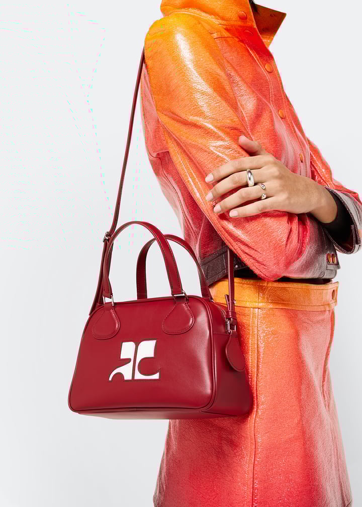 Courrèges ReEdition leather bowling bag for Women - Red in