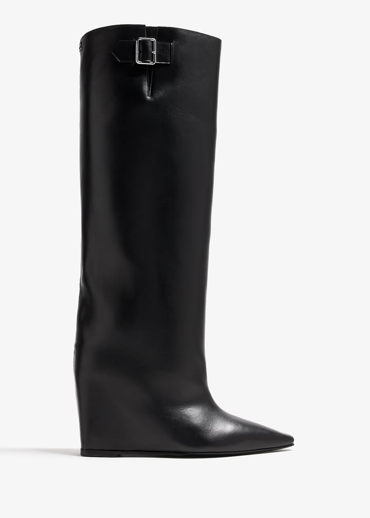 Courrèges Astro wedged leather boots for Women - Black in