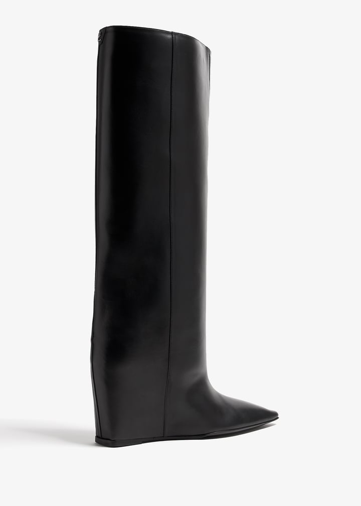Courrèges Astro wedged leather boots for Women - Black in