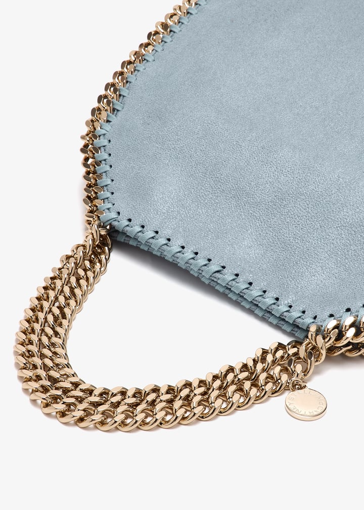 【関税&送料込】Stella Mccartney Falabella Mid Vintage Blue Stella McCartney Metallic Blue Faux Suede Falabella Fold