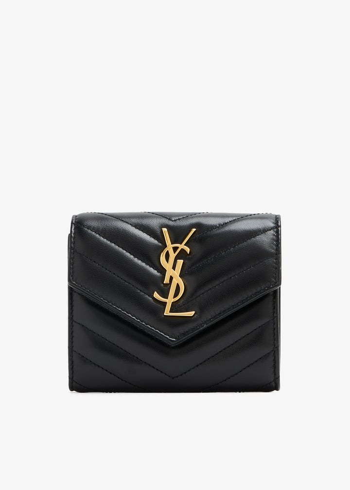 [Saint Laurent]Quilting Compact 3tier half wallet ★大人気★ Saint Laurent - Dark Toffee Quilted Leather Wallet