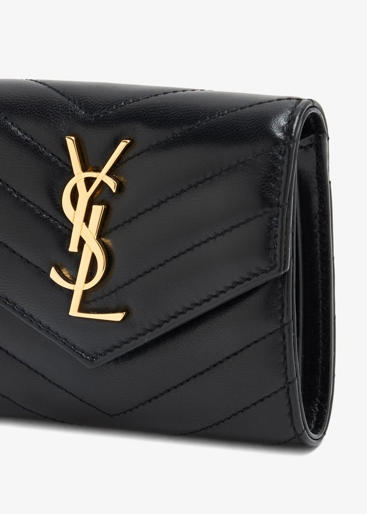 【関税&送料込】Saint Laurent Tri-Fold Cassandre Wallet Blac Saint Laurent Cassandre Matelassé Compact Tri-Fold Wallet In