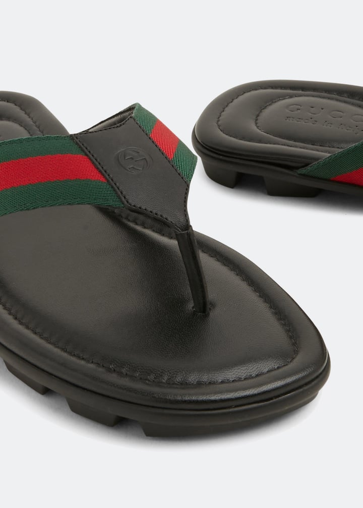 Gucci Web and leather thong sandals for Men Black in UAE Level