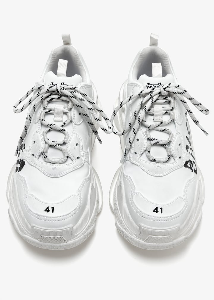 スニーカー 25FW Balenciaga TRIPLE S PAINT LOGO 536737WTSPL9010 Balenciaga Triple S Sneaker 'Allover Logo - Black Fluo