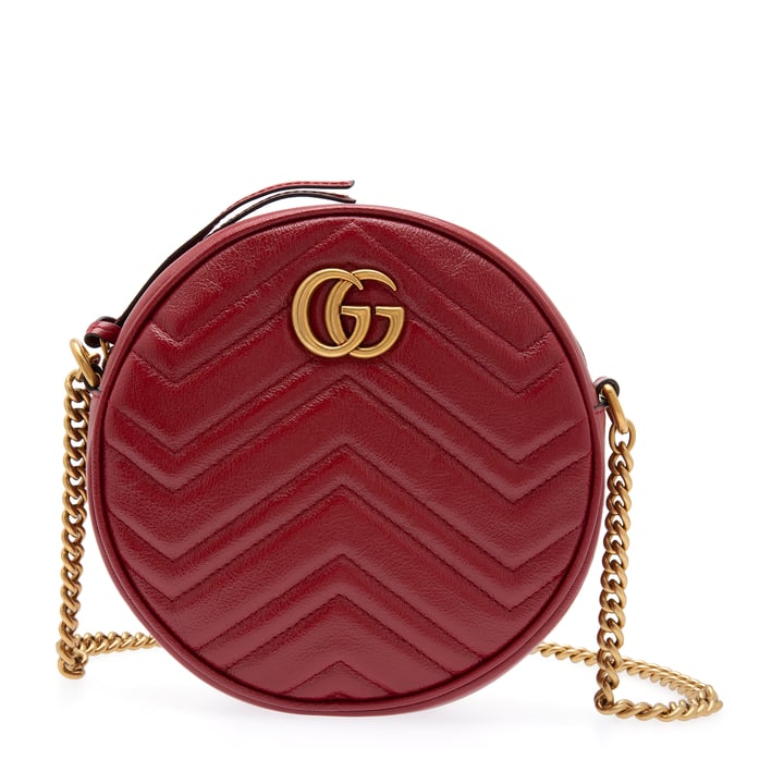 Gucci GG Marmont mini round shoulder bag for Women Burgundy in