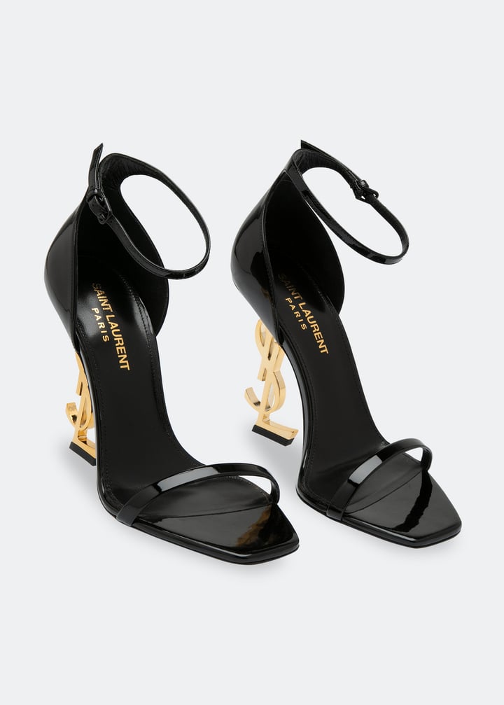 Saint Laurent Opyum patent leather sandals for Women - Black
