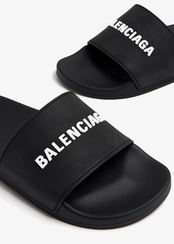 Balenciaga Logo rubber slides for Men - Black in USA | Level