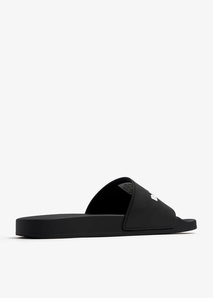 【早い者勝ち】新品Balenciaga Rubber Logo Slide Balenciaga Black Rubber Logo Slides Size 6.5/37 | Yoogi's Closet
