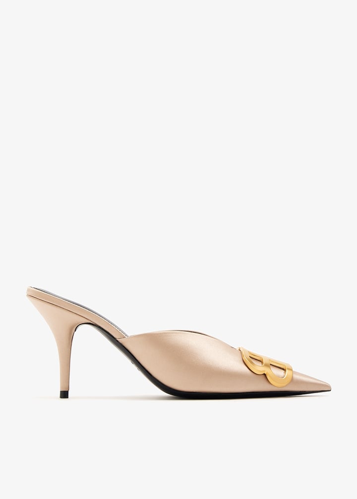 【BALENCIAGA】BBサテンミュール BB satin mules in brown - Balenciaga | Mytheresa