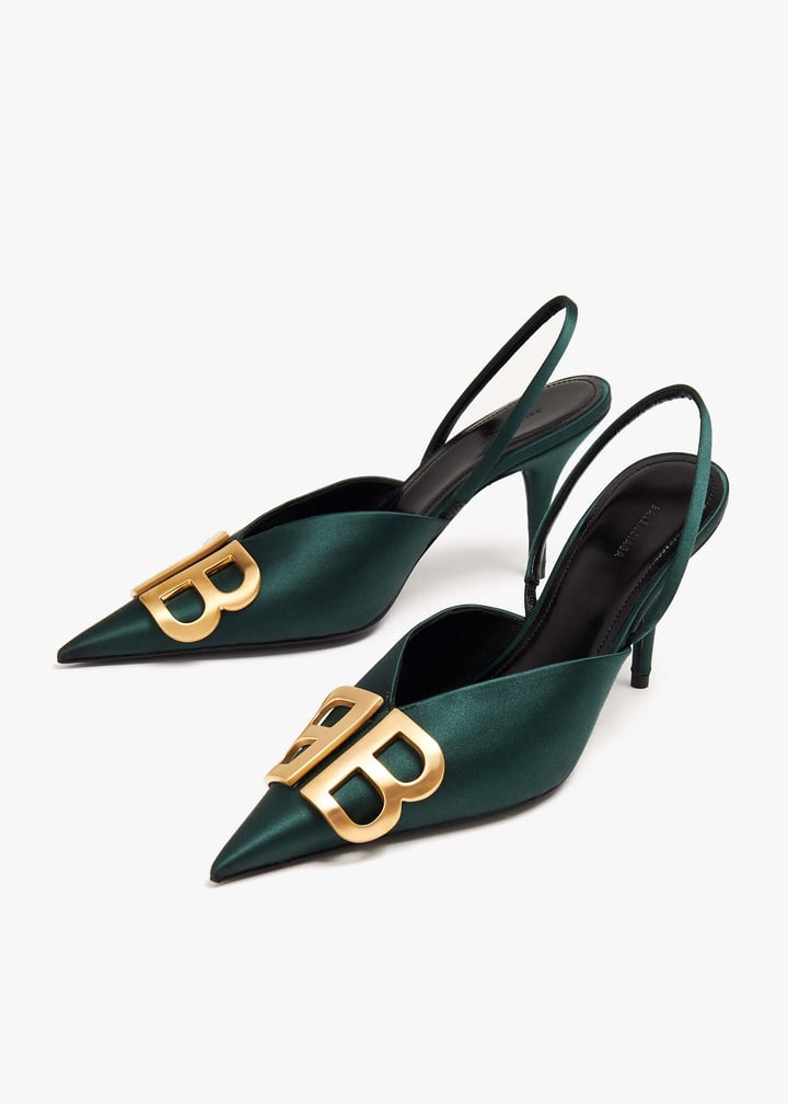 バレンシアガ BB スクエア ナイフシューズ 38cm Balenciaga BB Square Knife slingback pumps for Women - Black