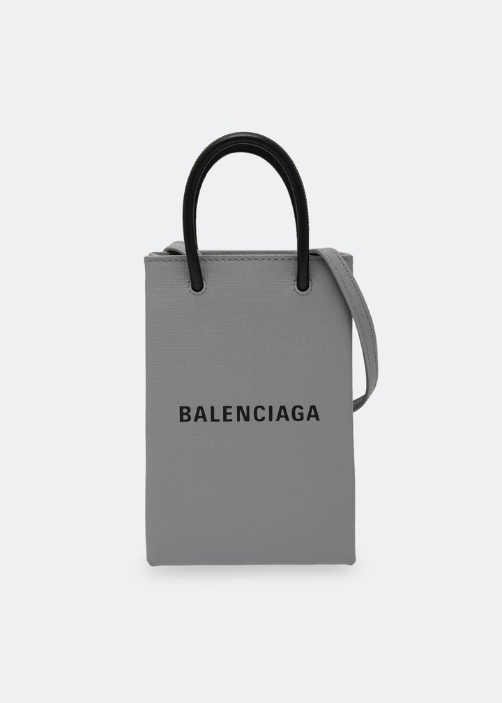 本日限定BALENCIAGA Shopping Phone Holder Bag BALENCIAGA Patent Calfskin Logo Shopping Phone Holder Bag