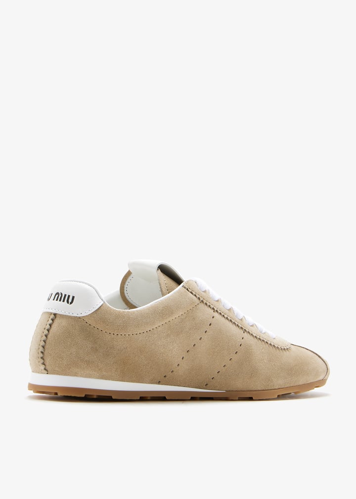 Miu Miu Plume suede sneakers for Women - Beige in Qatar