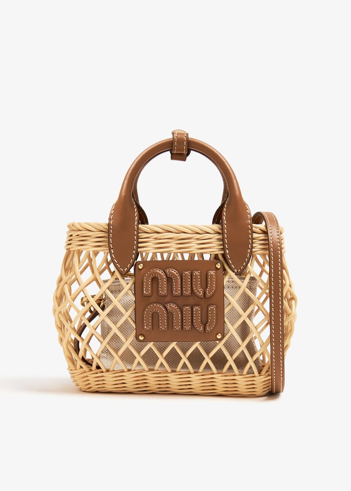 ハンドバッグ Miu Miu Beige and Brown Raffia Handbag Miu Miu Woven fabric handbag for Women - Beige in UAE