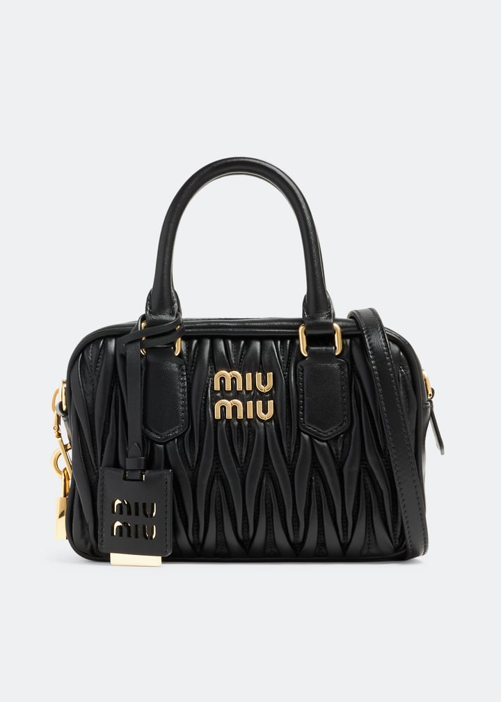 最高級❗️miumiu leather hand bag gather black Miu Miu Black Gathered Leather Tote l Michael's Luxury