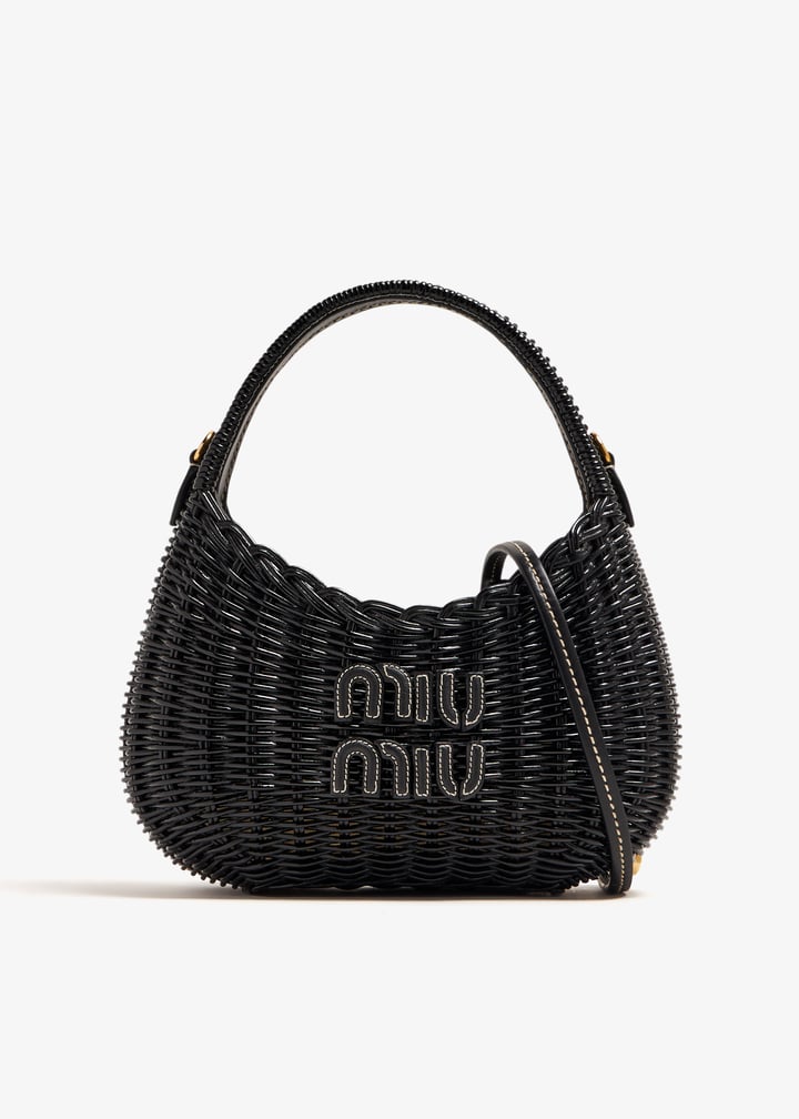 MiuMiu 'Hobo Wander' handbag レディース ハンドバッグ Miu Miu Miu Wander Mini Hobo Bag in Black Matelassé Nappa