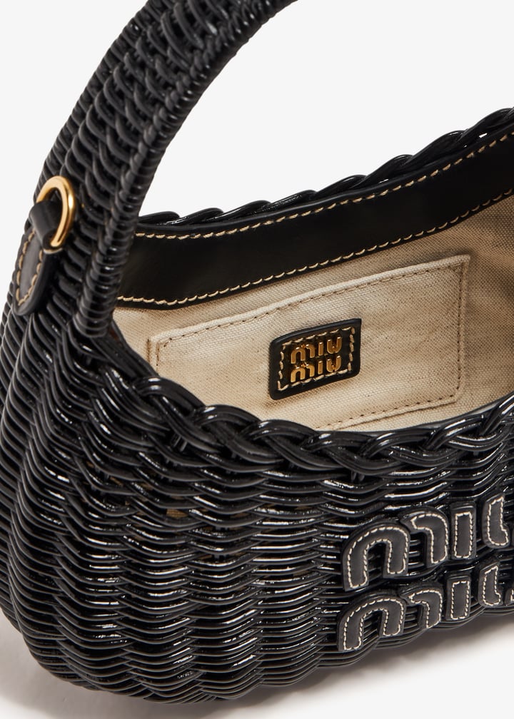 Miu Miu Wander wicker hobo bag for Women - Black in Qatar