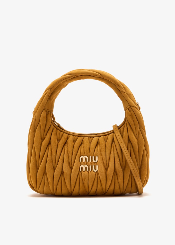 Miu Miu Wander matelassé small suede bag for Women - Yellow