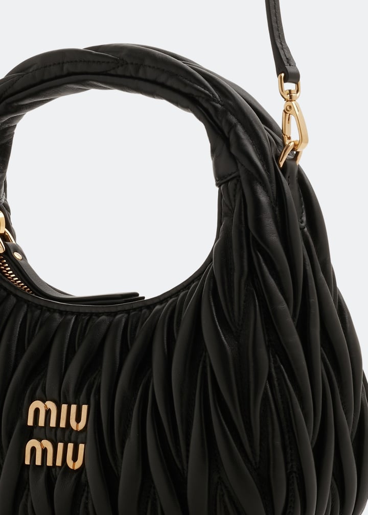 ショルダーバッグ・ポシェット MIU MIU WANDER MATELASSE LEATHER HOBO BAG Miu Miu Wander matelassé hobo bag for Women - Black in UAE