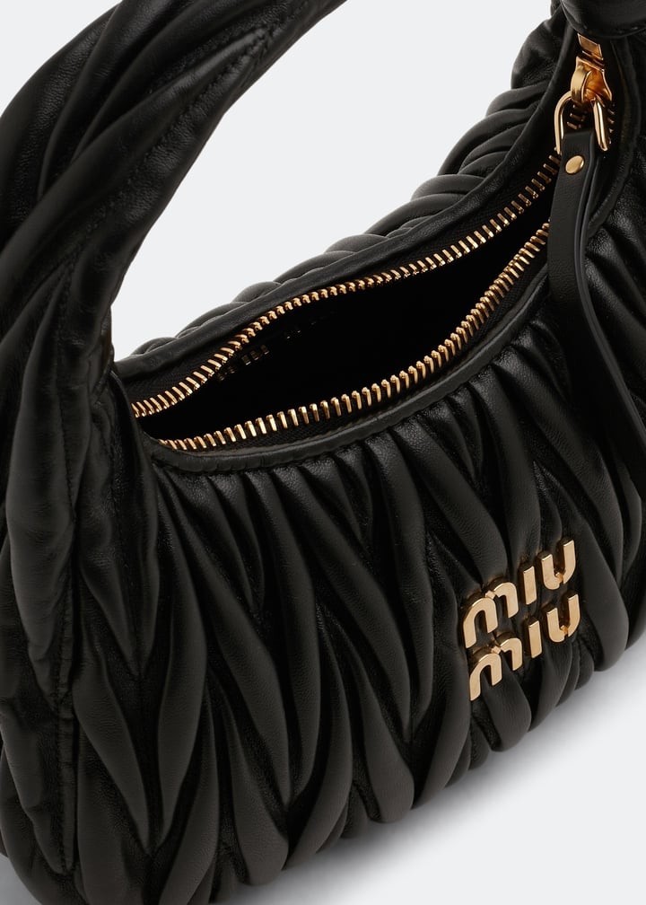 Miu Miu Wander matelassé small hobo bag for Women - Black in
