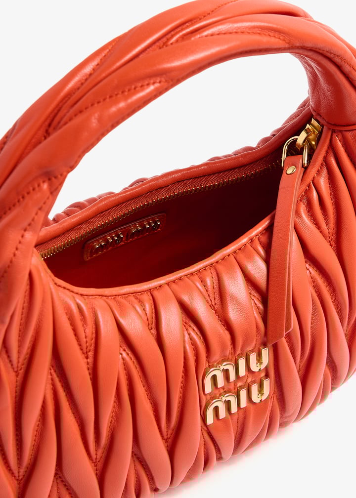 Miu Miu Wander matelassé small hobo bag for Women - Orange