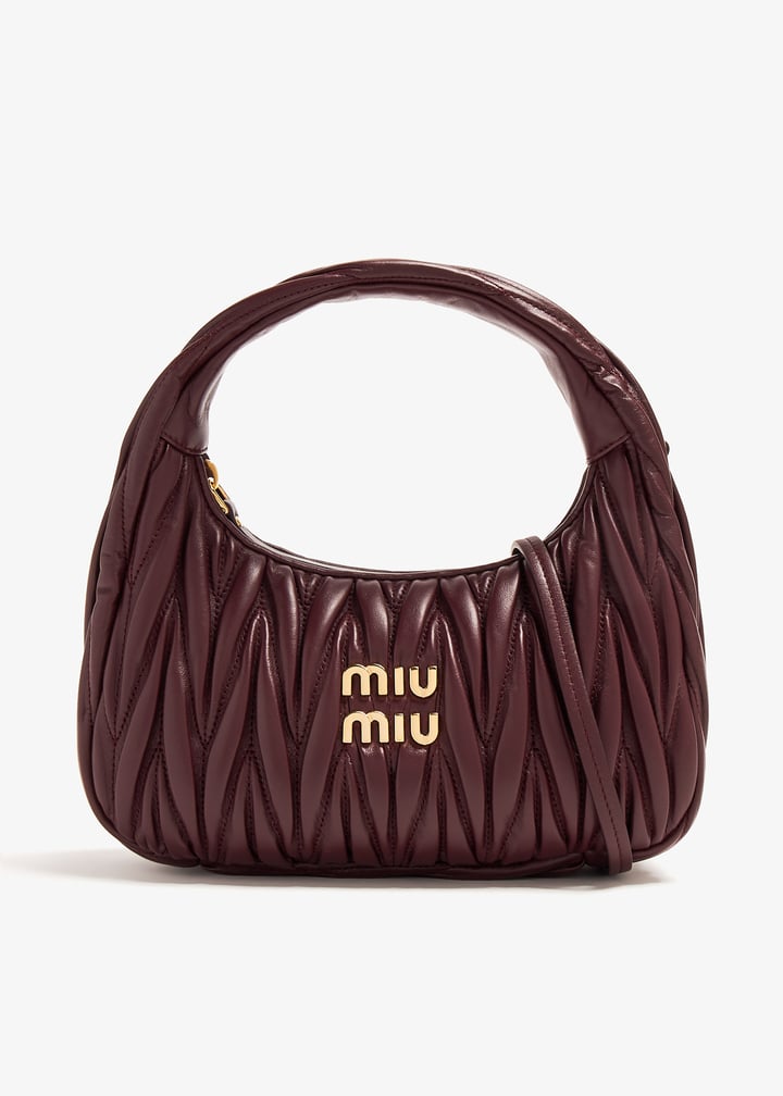Miu Miu Wander matelassé small hobo bag for Women - Burgundy