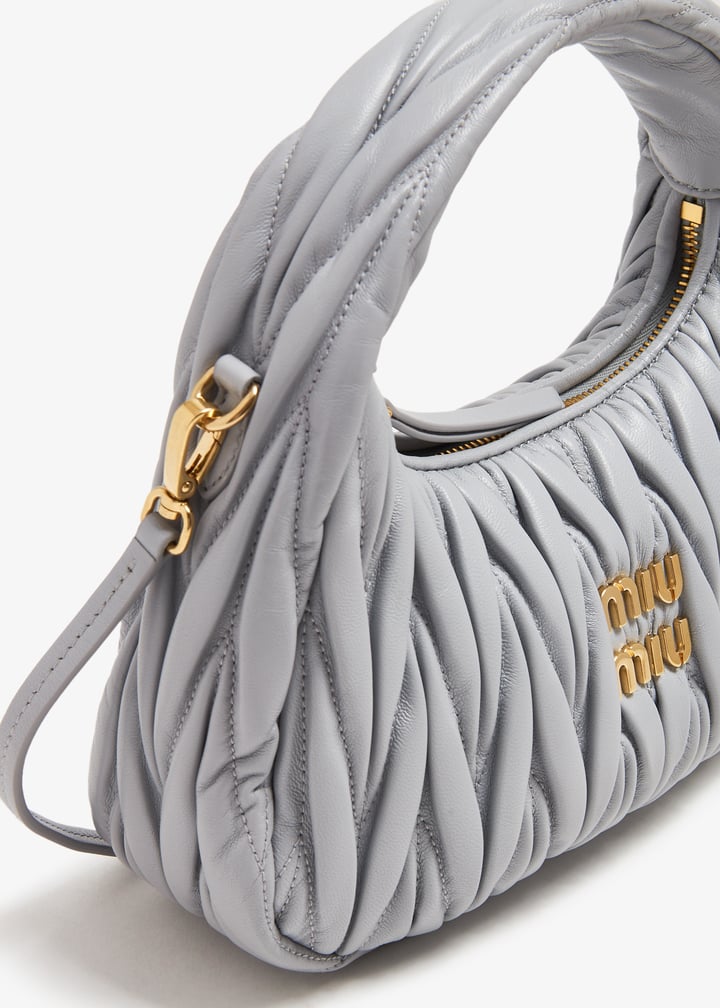 Miu Miu Wander matelassé mini hobo bag for Women - Grey in