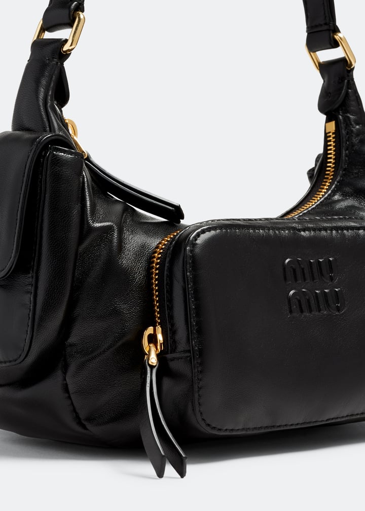 バッグ SS1996 MIU MIU LEATHER POCKET BAG Miu Miu Nappa Leather Pocket Bag Black in Leather with Gold